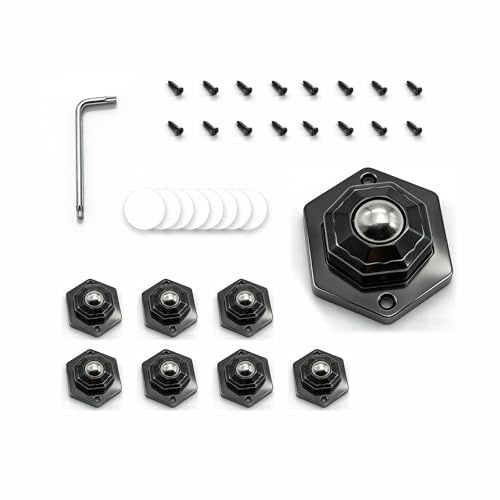 NZNSML 8 Pcs Self Adhesive Mini Caster Wheels Small Castors Ball Black | 360° Swivel Ball Castors Furniture Stick on Wheels Casters for Furniture Trash Potted Plants Boxes Desks Cabinet Appliances