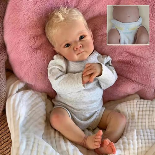 Lonian 17 tum Reborn Dockor Realistiska Nyfödda Dockor Mjuk Kropp Poseable Full Vinyl Kroppsflicka som ett Realistiskt Barn med Matningssats Presentförpackning för Barn