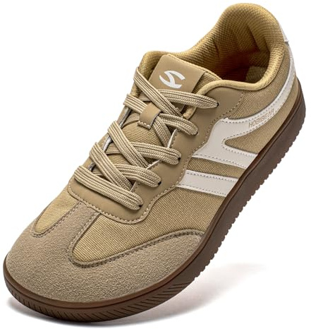 HOBIBEAR Sneaker in stile retrò da donna e da uomo: scarpe casual leggere con punta anatomica per il comfort per tutto il giorno, marrone/bianco, 40 EU