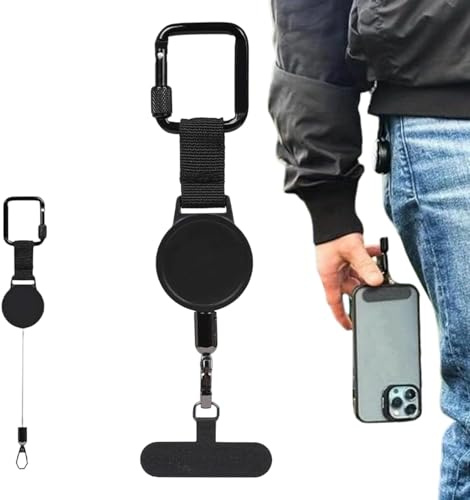 Phone Clip for Skiing, Retractable Phone Holder for Skiing, Outdoor Anti-theft Retractable Phone Lanyard, for Travel Skiing and Outdoor Hiking
