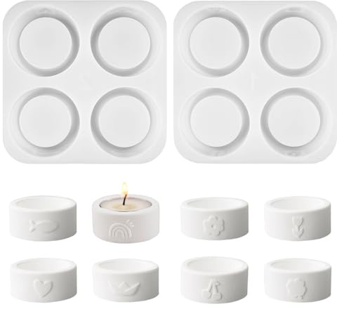 8 Stück Silikonformen Gießformen Kerzenhalter, Silikonform Teelichthalter | 5 x 2 cm Silikonform Kerzenhalter, Wiederverwendbare Gießform Teelichthalter, für DIY Harzguss, Heimdekoration, Geschenkideen