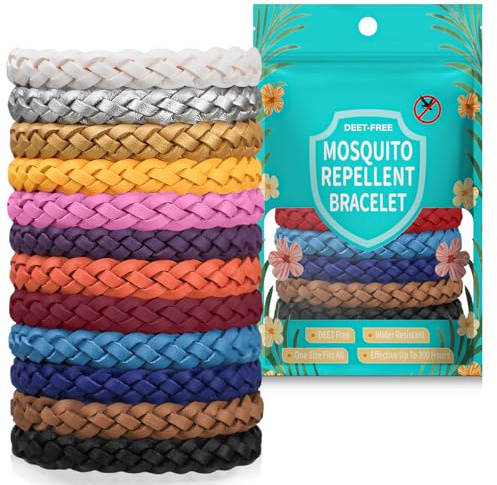 Asddage Mosquito Repellent Bracelet 12 Pack, Natural DEET-Free | Insect Repellent Bands, 300 Hours Protection, Waterproof and Adjustable, for Kids and Adults, Travel, Gardening, Camping