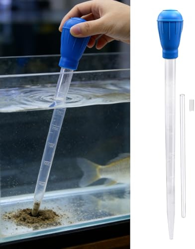 TETEWEVER Siringa per acquario, extra lunga, 70 cm, cambio acqua, sifone da 50 ml, pipetta per acquario, per l'aspirazione di peschi e la pulizia dell'acquario (blu)