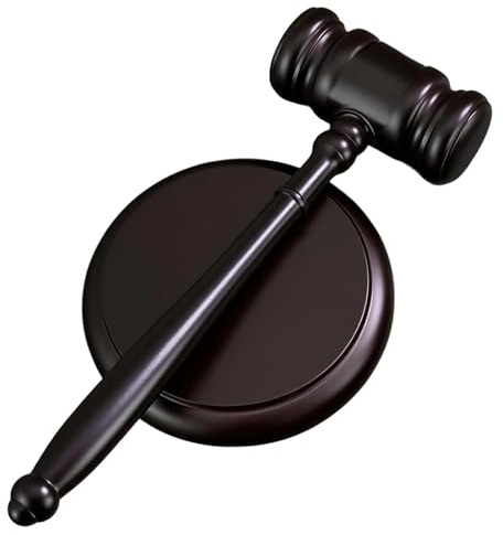 Eulihent Juego Martillo de Juez Madera con Base y Bloque Sonido Mazo Juez Martillo de Subasta para Abogados Jurados Conferencias y Eventos Oficiales (Version B)