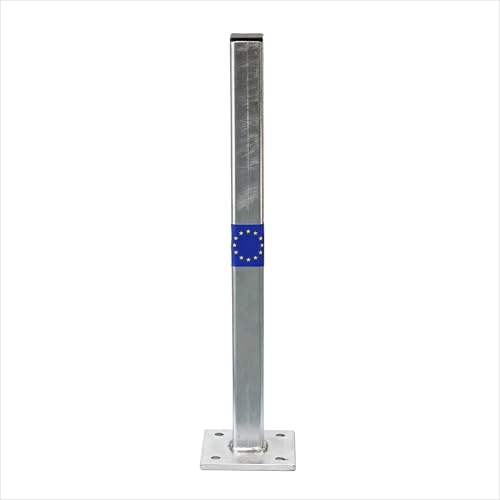 Stahl-Shop24 Geländerpfosten Feuerverzinkt 2000 mm Bodenmontage – Pfosten für hohe Zäune & Sichtschutz – Quadratrohr 40 x 40 x 3 mm – Fußplatte Quadratisch 120 x 120 x 8 mm – Stahl S235 JR Profi