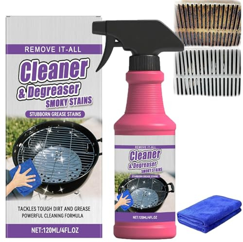 Fast-Acting Heavy-Duty Grill Degreaser Spray, Oven And Grill Cleaner Spray, BBQ Grill Cleaner, Heavy Duty Degreaser, Heavy Oil Cleaning Agent for Barbecue Grills, Smoky Stains&Stubborn Grease (1PC)