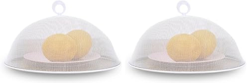 PARENCE.- Campana de protección alimentaria de acero inoxidable 35 cm - Tapa de cuenco de mosquitera de malla fina - Campana de cocina para fruta, pastel, picnic o buffet (Paquete de 2)