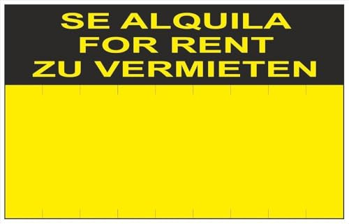Normaluz RD51406 - Cartel Se Alquila For Rent Zu Vermieten PVC Glasspack 0,4 mm 45x70 cm con CTE, RIPCI