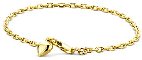 Orovi Damen Armband Gelbgold 14 Karat / 585 Gold Kette mit Herz 19cm 19cm Gelbgold