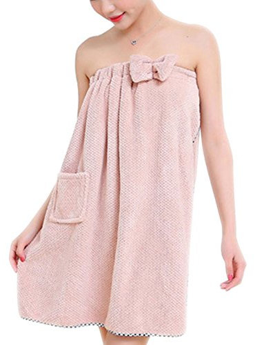 Damen Saunakilt Bademäntel Badetuch schnelltrocknend mit Gummizug Klettverschluss und Tasche Handtuch-Kleid weich komfortabel Saunatuch kurz Knielang Badekleid Sauna Pool Reise Spa Hochwertiger