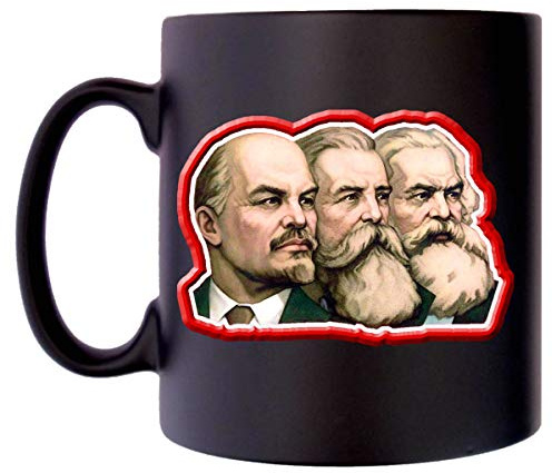 Klassek Lenin Engels Marx Communist USSR Russian Image Socialist Political Mug Coffee Tea 10oz Black Satin Gift Present