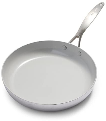 GreenPan Venice Tri-Ply 28cm Bratpfanne, Gesundes Antihaft-Kochgeschirr aus Edelstahl, PFAS-frei, Mehrschichtig, Induktion, Spülmaschinenfest, Backofenfest, Silber