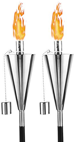 FAB BASED 2 Stück Ölfackel Lampe Fackeln Citronella Fackeln Outdoor Mücken Garten Garten Outdoor Blink Silver