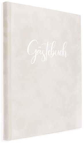 online-stammbuch Gästebuch aus Samt in hellem Grau zur Hochzeit, Taufe, Geburtstag, Konfirmation, Ferienwohnung, UVM. 23 x 18 cm, 124 Seiten