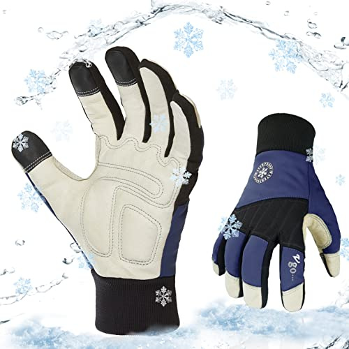 Vgo Winter-Arbeitshandschuhe, wasserdichter Touchscreen, 3M Thinsulate C40 Thermohandschuhe für Gefrierschrank, Lager, Gartenarbeit & Nutzen, 1 Paar