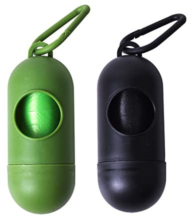 2 Stück Hundekotbeutelspender mit 3 Rollen Biologisch Abbaubare Hundekotbeutel Kotbeutelspender Beutelspender mit Leinenclip Zubehör für Hundeleinen für das Gehen mit dem Hund