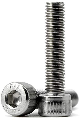 10 tornillos cilíndricos con interior hexagonal M8x60mm de acero inoxidable 304 con rosca completa