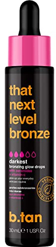 B.TAN Dark Self Tan Drops for Face & Body | That Next Level Bronze - Darkest Self Tanner Bronzing Glow Drops, Vegan, Cruelty Free, 1.0 Fl Oz