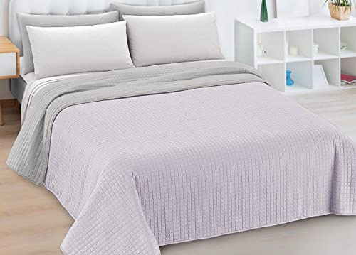 BIANCHERIAWEB Quilt Trapuntino Piumino Estivo Double Face 100gr/mq Microfibra Zefiro Matrimoniale Grigio-Grigio