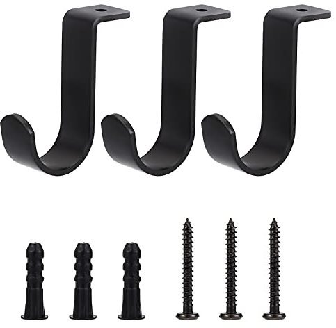 TOLIDA Set di 3 supporti per asta per tenda, supporto per tenda in metallo, supporto per tenda regolabile, supporto per tende da parete con viti, fissaggio asta tenda da soffitto per la casa