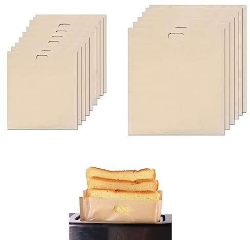 15 PCS Toastie Bags For Toaster,2 Sizes Non-Stick Sandwich Bags,Toaster Bag Nonstick Washable Bread Snack Pizza Pockets for Microwave Oven Gril