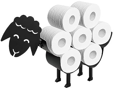 HADAVAKA Porte Papier Toilette et Mouchoir Mouton Métallique Noir, Empileur de Rouleaux Pour Salle de Bain (Sheep)