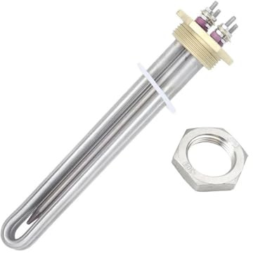Chauffe-eau solaire à bride en cuivre DN32, 300/600w DC, avec Tube Thermostat, élément chauffant 12v, for camping-car (Size : Heater With Nut_12v 300w BSP)
