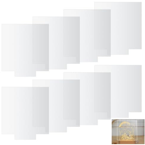 8 Pezzi Pannelli in Acrilico Trasparente, Lastra Pannello Acrilica Trasparente 2mm Quadrato 15cm per Base Luminosa a LED Espositore Progetti di Fai-da-te
