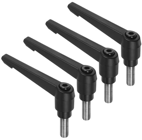 QUARKZMAN 4 Stück Klemmhebel Griff M10 x 25mm Außengewinde Schraube Edelstahl 304 mit Zinklegierung Verstellbare Handgriff Spannhebel für Werkzeugmaschinen Schweißgeräte Druckgeräte, Schwarz