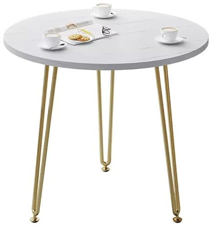 JHAISMAO Modern Rund Beistelltisch Beistelltisch Mit Marmor Effektplatte Und Goldenem Metallgestell Und Wohnzimmer Schlafzimmer Kleiner Raum(Size:80cm)