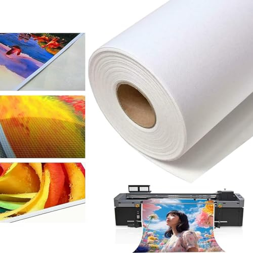Duk på rulle 91 cm x 30 m tillverkad av 100 % polyester 260 gr/m², målningsfärdig grundmad, malartduk, bläckstråleduk, canvasrulle, för akrylmålning, oljemålning, bläckstråleskrivare