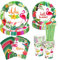 PHOGARY 84 Piezas Decoracion Cumpleaños Luau Hawaiano, Vajilla Cumpleaños Hawaii para 16 Invitados Incluye Platos, Tazas, Servilletas, Pajillas para Decoraciones de Fiesta Hawaianas