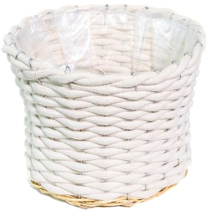 Blumentopf rund mit Einsatz Ø 25 x 20cm Regalkorb geflochten Aufbewahrungskorb Über-Topf Blumen-Korb Baumwolle