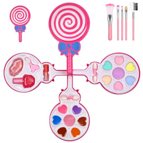 Aomig Kinderschminke, 20-Teiliges Kinderschminke Set Schminkkoffer Make Up, Waschbares Sicheres Ungiftiges Schminkset Spielzeug Mädchen, Geeignet Weihnachten, Geburtstag, Karnevalsgeschenke Kinder