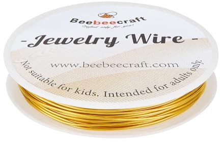 Beebeecraft 18 Gauge Gold Wickeldraht Echtes 18K Vergoldetes Messing 32.81 Fuß Anlaufbeständiger Perlendraht Für Die Schmuckherstellung Kranz Blumen