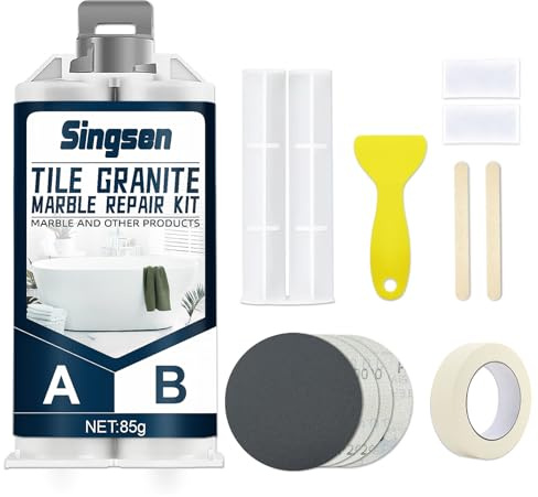 Kit de reparación de baldosas de granito y mármol. Kit de reparación de porcelana resistente y impermeable de 85g, kit de reparación de baldosas para mármol, cuarzo, porcelana, baldosas, resina, acríl
