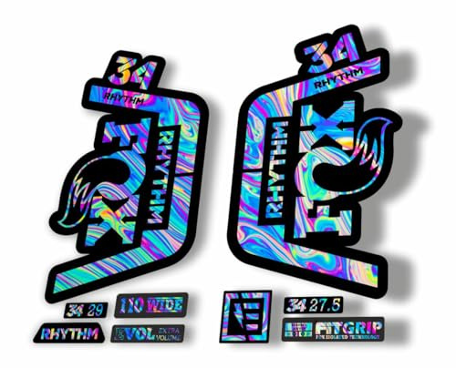 Gabel Ersatz Aufkleber kompatibel für Fox 34 Rhythm 2019 Series Oil Slick 1 (glänzend)
