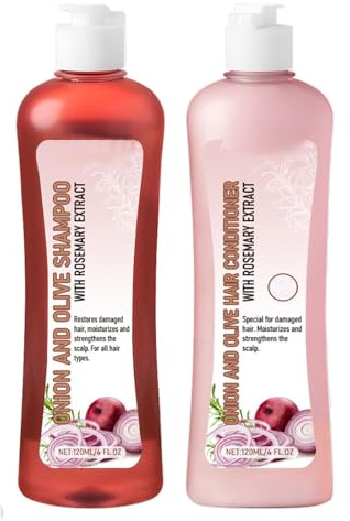 Lökschampo och balsam – 120 ml fuktgivande hårbalsam schampo set – fuktgivande reparations-hårvårdsset för torrt hår, sprött hår, fett hår och neutralt