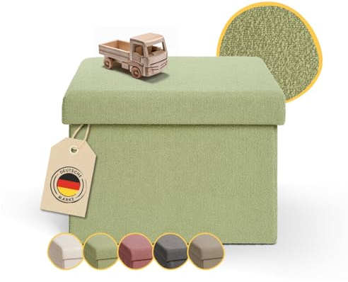 Laleni Sitzbank mit Stauraum Teddy Sitzwürfel Polsterhocker 41x31 cm Grün