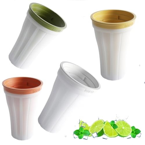 4 tazas portátiles congeladas, vasos de batidos rápidos a prueba de fugas, taza para hacer granizados de congelación rápida, taza de helado de verano de doble capa para fiestas familiares, niños y