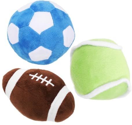 BESPORTBLE Set De Balles Peluche Douces pour Chiens Et Chats Jouets Intérieurs Résistants Morsure Ballon De Football Rugby Et Tennis pour Entraînement Et Jeu Interactif