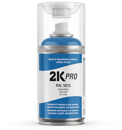 2K PRO 2K Spraydose 250ml - 2 Komponenten Sprühlack, Schnelltrocknender Spritzlack, UV-Beständig, Stoss- und Kratzfest | RAL5015 - Himmelblau Glanz
