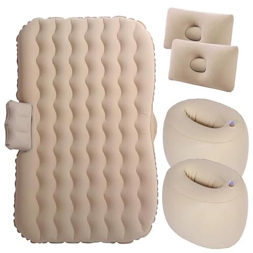 WUYDKEL Auto Matratze Universal Luftmatratze Auto Luftmatratze Auto Reise Split Beflockung SUV Matratze Camping Wandern Reise Schlafmatratze Reisebett Aufblasbares Autobett(Beige)