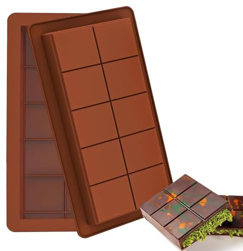 2PCS Big Chocolate Bar Moulds Silicone, Silicone Chocolate Mould, Deep Chocolate Bar Moulds, Reusable DIY Baking Molds, for Stuffed Bar