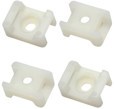 TERF® 100 basi per fascette fermacavi bianche con montaggio a vite, fascette fino a 5 mm di larghezza, foro per vite da 4 mm (M4), fissaggio a sella, per casa, ufficio, officina, magazzino, uso fai da