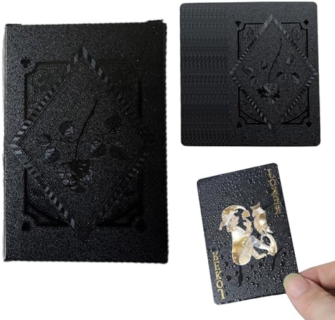 Wasserdichte Spielkarten – Poker-Karten-Set aus Blatt | 54 schwarze Metall-Spielkarten mit elegantem Finish, professionelles Deck für Texas Hold'em, Blackjack, Cardistry und Group Ga
