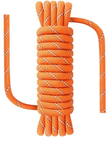 NorthPada Nylon/Polyester Outdoor Climbing Rope, 10mm x 10 Meters, Reflective Orange, Floating, for Climbing, Arborist, Swing, Boating, Marine, Fishing, Rafting, Hiking, Hunting, Tree