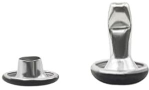 Wambere Set di 200 rivetti in pelle, borchie tubolari in metallo, borchie a doppia testa, rivetti piatti per lavori in pelle, vestiti, collari per animali domestici, borse, cinture, colore nero opaco