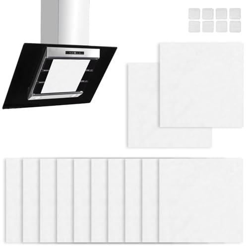 12 Pcs Cooker Hood Filter Paper, 44 * 46 cm Extractor Hood Filters With 8 Magic Strips, Efficient Grease and Fume Capture for Kitchen Maintenance, Compatible With Most Cooker Hoods