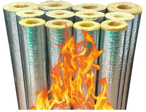 Tubería aislada con lana de vidrio, tubería de lana de roca semiabierta, revestimiento aislante de papel de aluminio, tubería industrial aislante impermeable, longitud 1 m(34mm,30MM)